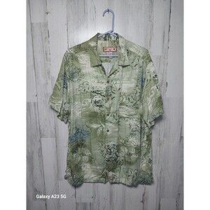 Men's Hawaiian Shirt Caribbean Joe  Large  Vintage  100% Rayon Greens